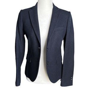 Gant wool navy blue fitted blazer with navy blue elbow patches preppy academia 4
